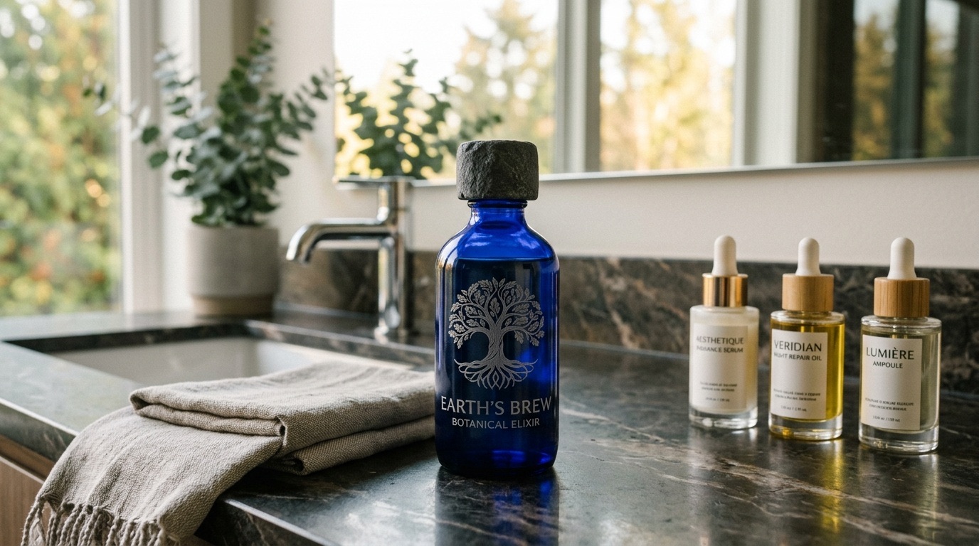 The Vessel on a vanity beside fine serums