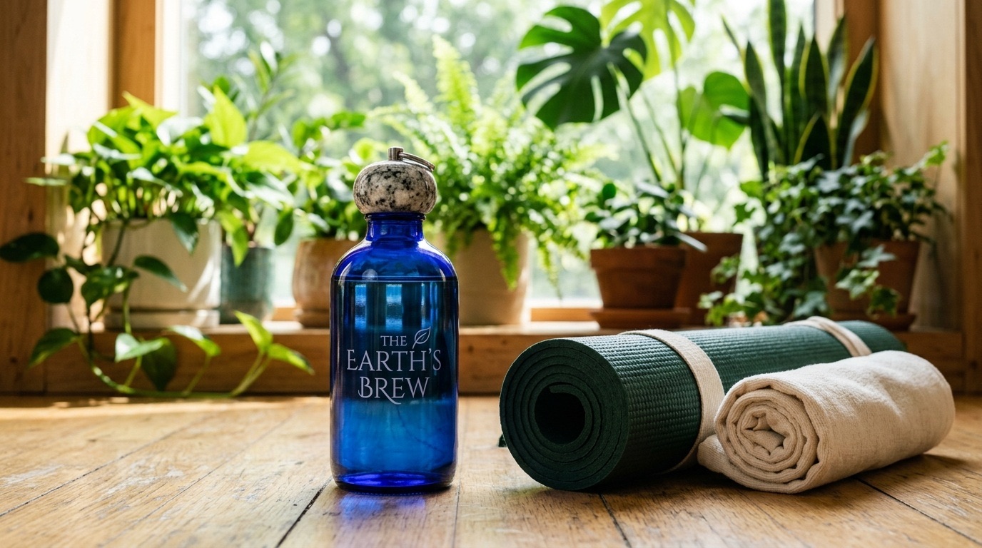 The Vessel beside a yoga mat in a sunlit room
