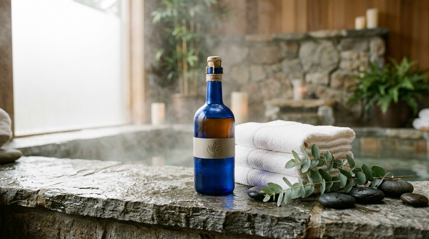 The Vessel at a spa pool with towels and eucalyptus